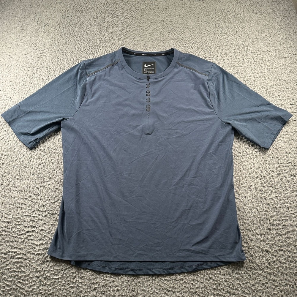 Nike Shirt Mens XL Blue Short Sleeve Half Zip Running‎ Top Dri-FIT AQ6386-427